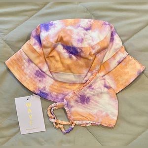 Wayf Tie dyed Bucket Hat and matching face mask.